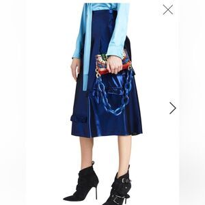 Burberry midi length silk blend skirt size 6 dark blue NWT